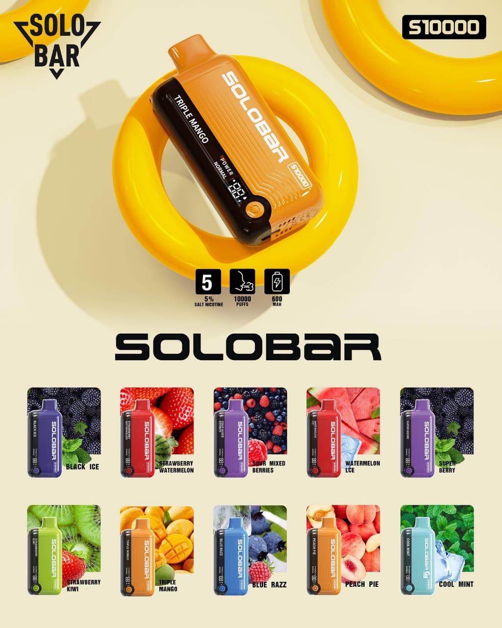 Solo bar 10000 puffs disposable kit (RECHARGEABLE)