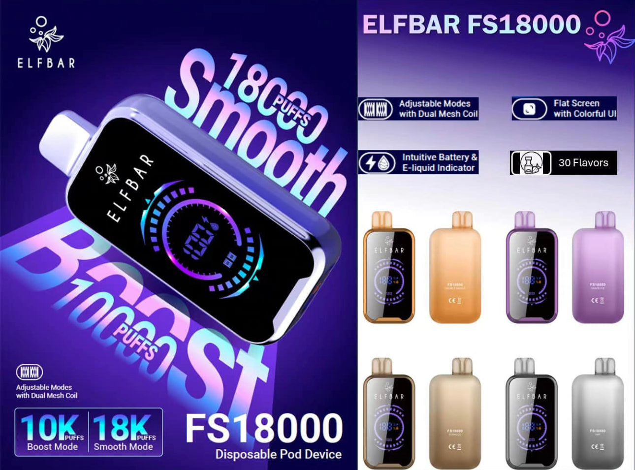 ELF BAR FS18000 ( 18000 PUFFS ) DISPOSABLE VAPE – 5%( 50MG )